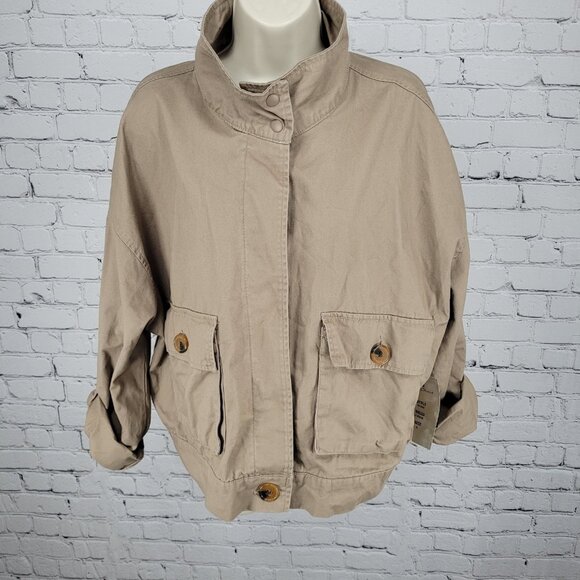 NWT Simply Blessed Light Mocha Brown 100% Cotton Unlined Jacket TWJK55 Size XL - Picture 1 of 16